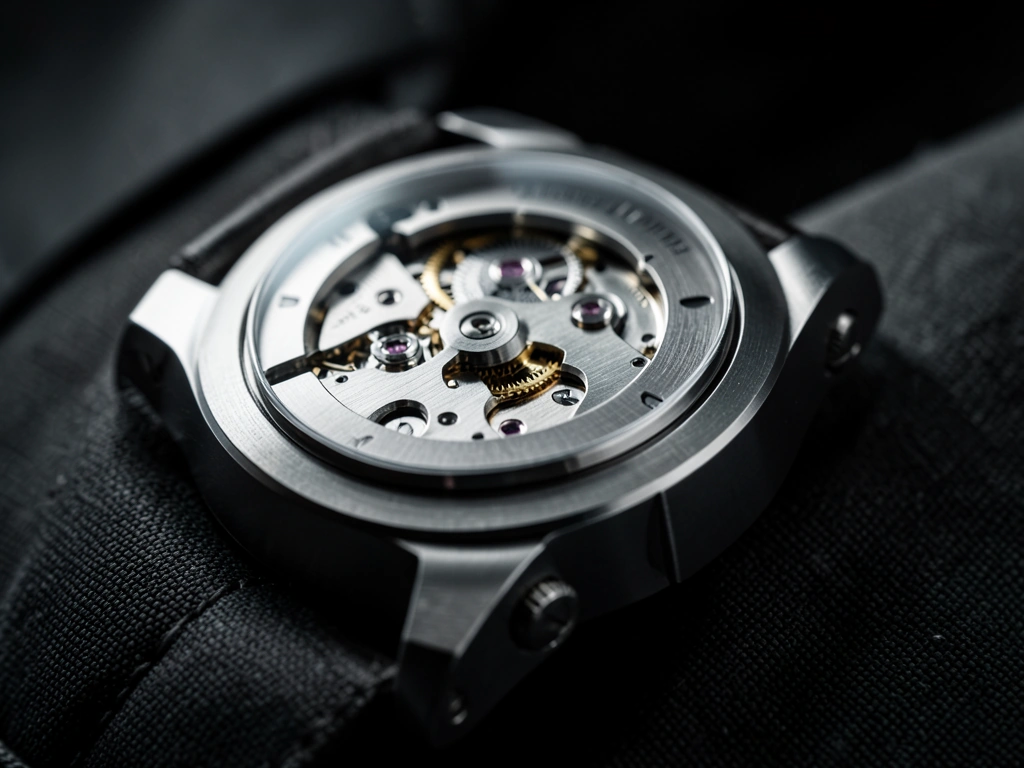 Mechanical detail of a luxury timepiece representing precision and craftsmanship.